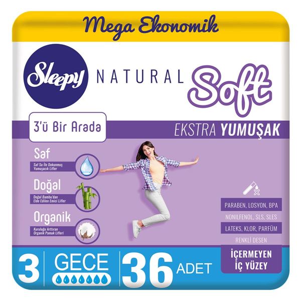 Image de Sleepy Natural Soft Extra Soft Night (36 serviettes)